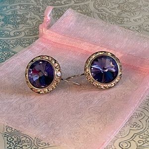 Tanzanite Swarovski Crystal Earrings - Handmade